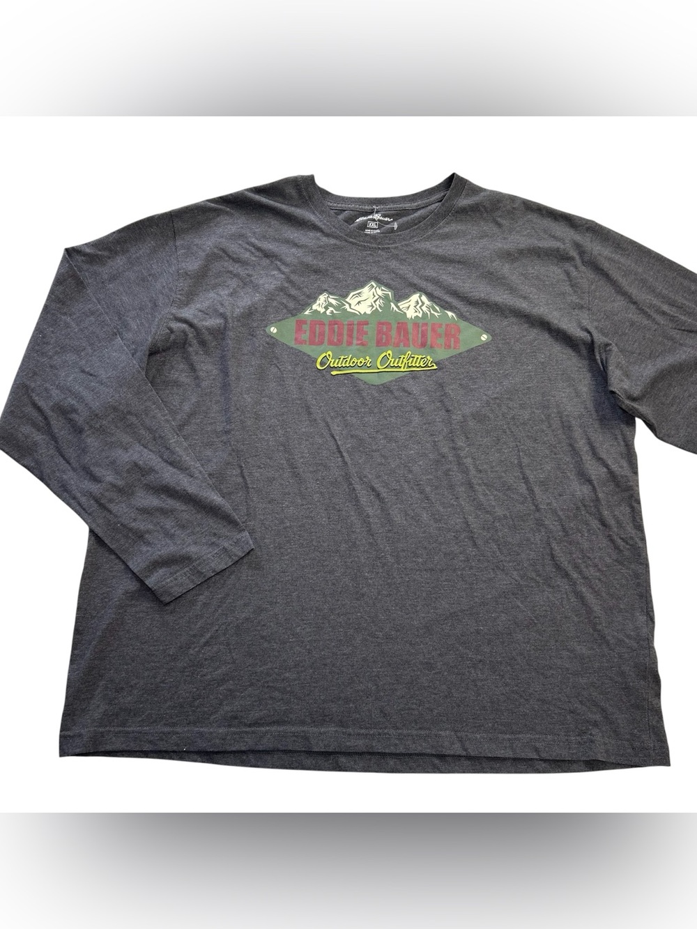 NEW Eddie Bauer Mens Crewneck Graphic Print Long Sleeve T-Shirt Outdoor Gray 2XL